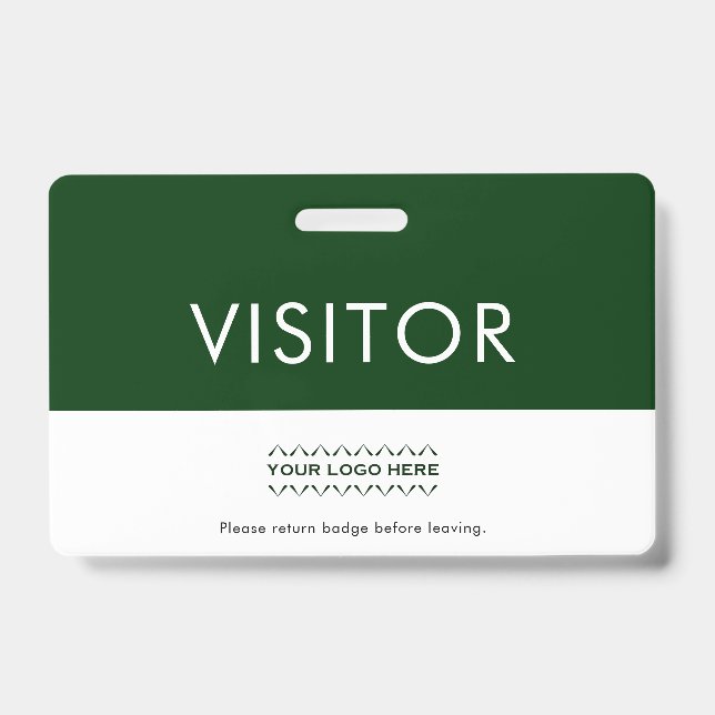 Customizable Green Company Logo Visitor Badge (Front)