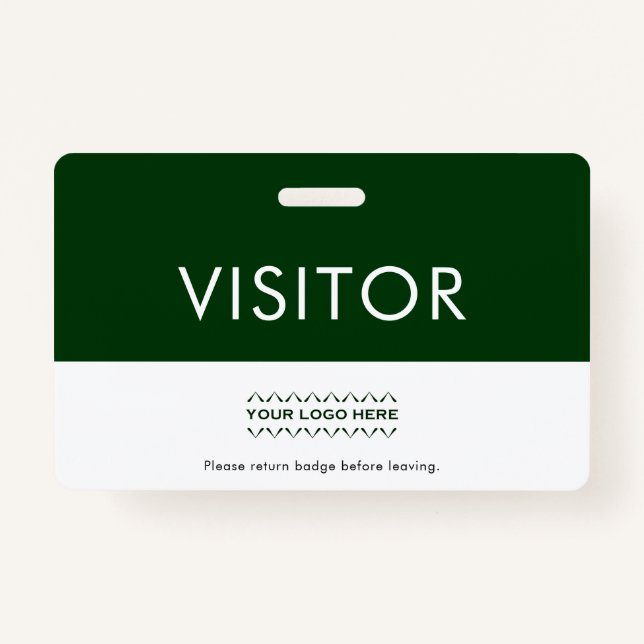 Customizable Green Company Logo Visitor Badge (Front)
