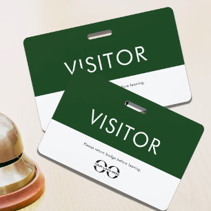 Customizable Green Company Logo Visitor Badge