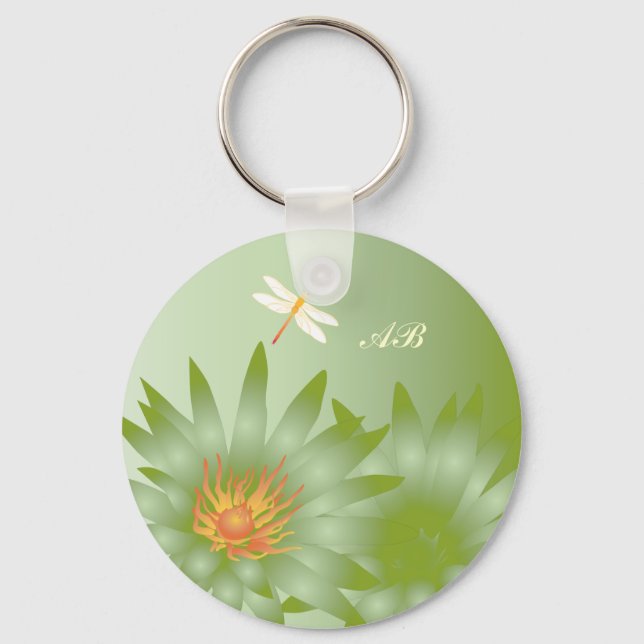 Customizable: Green daisies Keychain (Front)