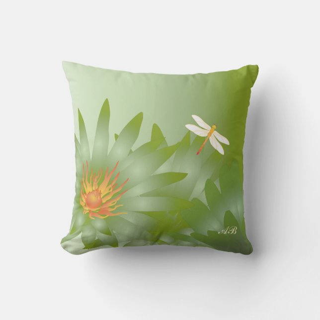Customizable: Green daisies Throw Pillow (Front)