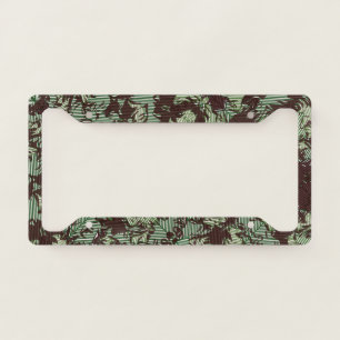 Customizable Green Fancy Striped Camouflage Camo License Plate Frame