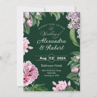 Customizable Green Floral Save the Date Card
