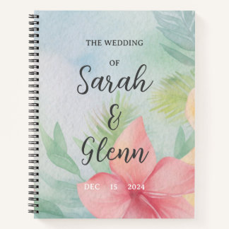 Customizable Green Floral Wedding Souvenir Notebook