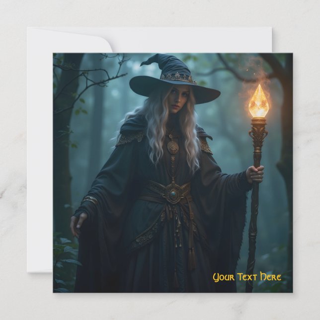 Customizable Green Forest Witch Card (Front)