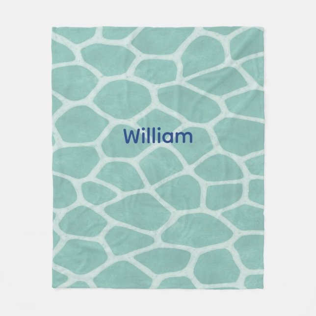 customizable green giraffe print fleece blanket (Front)