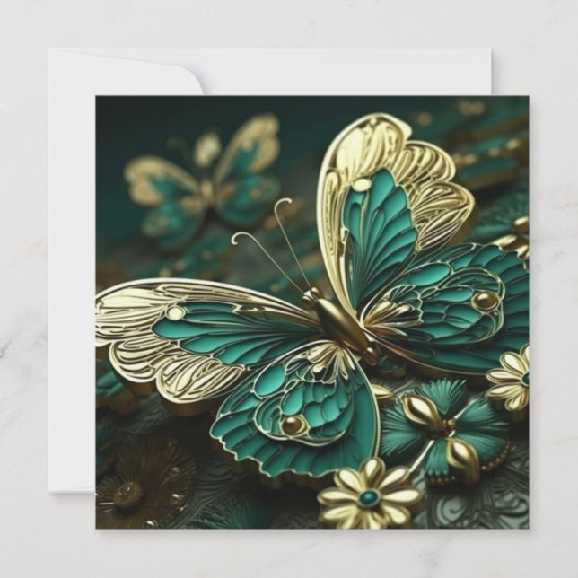 Customizable Green & Gold Vintage Butterfly (Front)