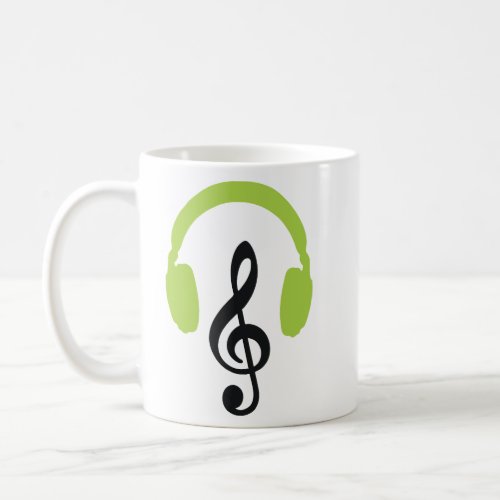 Customizable Green Headphones Music Lover  Coffee Mug