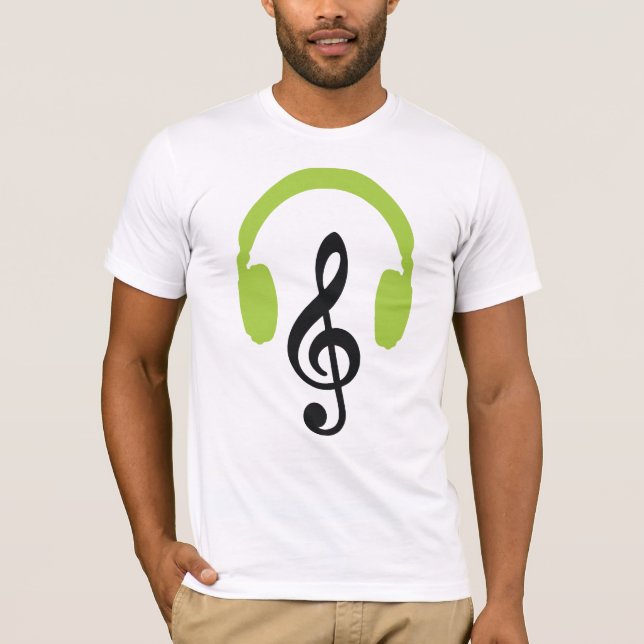 Customizable Green Headphones Music Lover T-Shirt (Front)