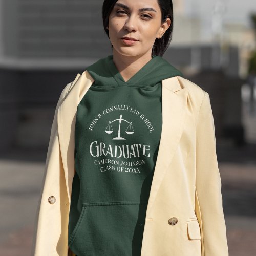 Customizable Green Law School Graduation Hoodie