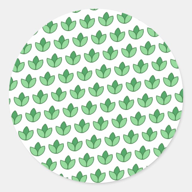 Customizable Green Leaves Classic Round Sticker (Front)