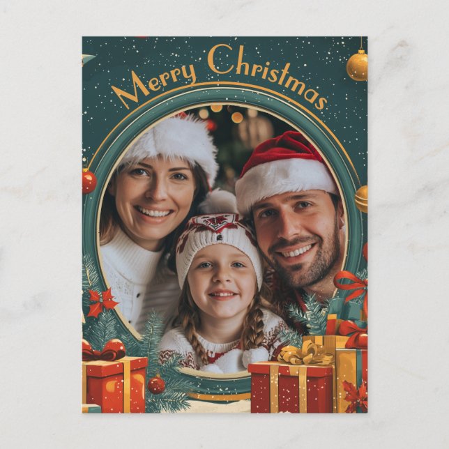 Customizable Green Merry Christmas Postcard (Front)