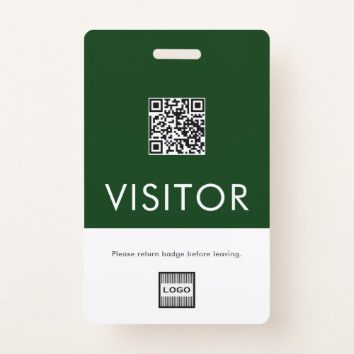 Customizable Green QR Code Visitor Badge with Logo