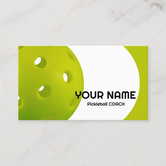 Customizable Green realistic pickleball  Business Card (Front)