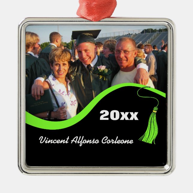 Customizable Green Tassel Graduation Ornament (Front)