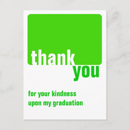 Customizable Green _ Thank you  _ Graduation Postcard