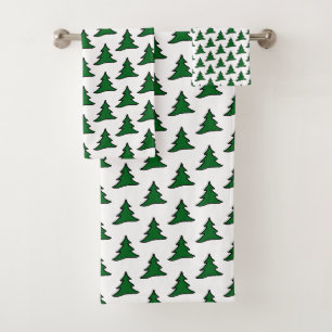 Customizable Green Trees Bath Towel Set