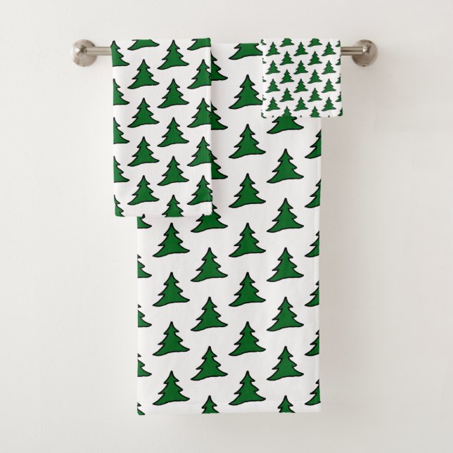 Customizable Green Trees Bath Towel Set (Insitu)