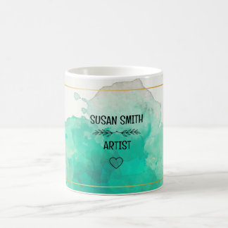 Customizable green watercolor abstract modern uniq coffee mug