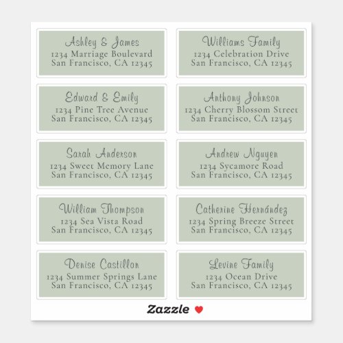Customizable Green Wedding Guest Address Labels