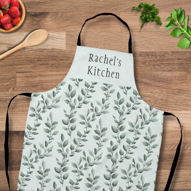 Customizable Greenery Botanical Pattern  Apron (Creator Uploaded)