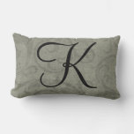 Customizable Grey Initial Monogram Lumbar Pillow at Zazzle