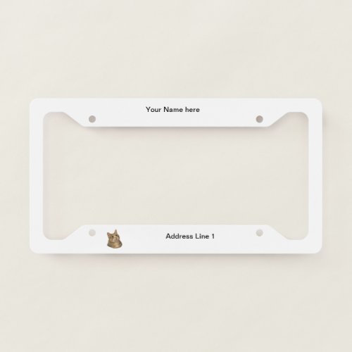 Customizable Grey Tabby Cat License Plate Frame