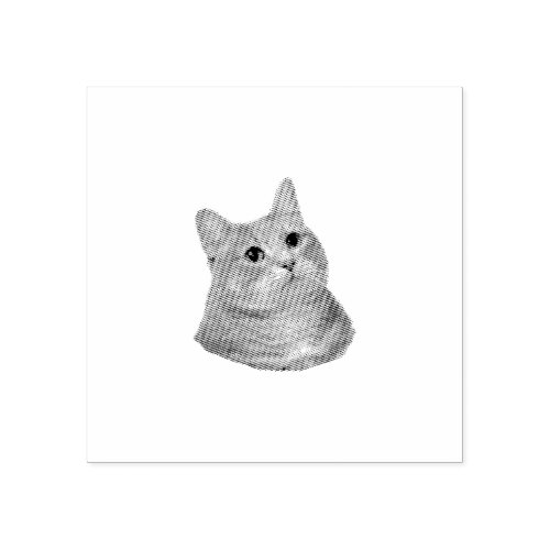 Customizable Grey Tabby Cat Rubber Stamp