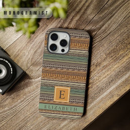 Customizable Grey Yellow Orange Brown Green Aztec  iPhone 15 Pro Max Case