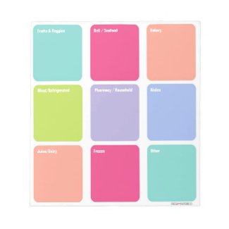 Customizable Grocery Shopping List Note Pad