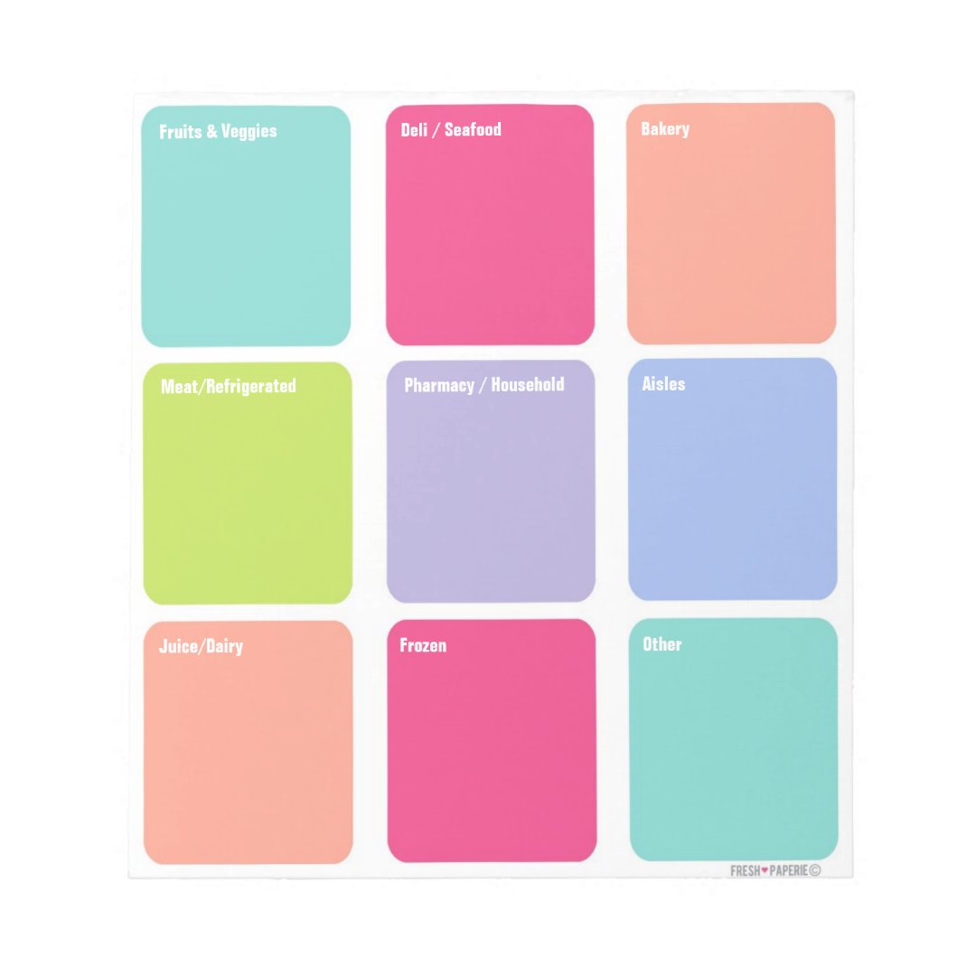 Customizable Grocery Shopping List Note Pad Zazzle
