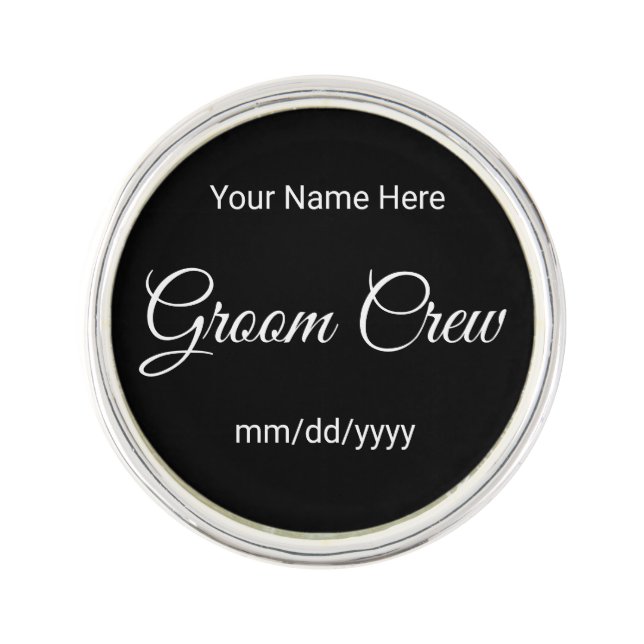 Customizable "Groom Crew" Groomsmen Lapel Pin (Front)