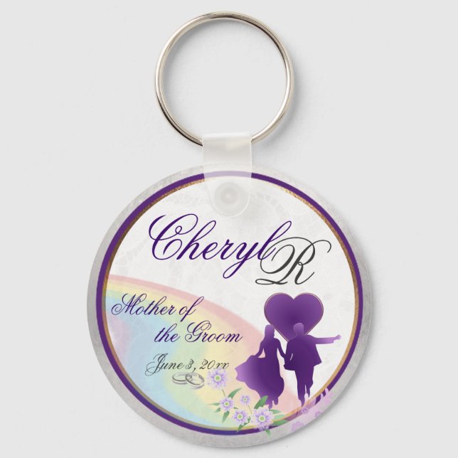 Customizable Grooms Mother's Keepsake Keychain (Front)