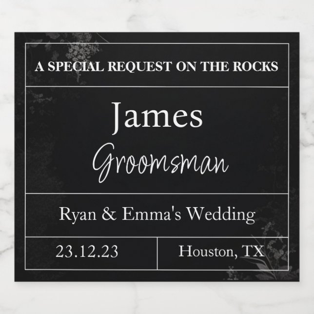 Customizable Groomsmen Proposal Whiskey  Liquor Bottle Label (Single Label)