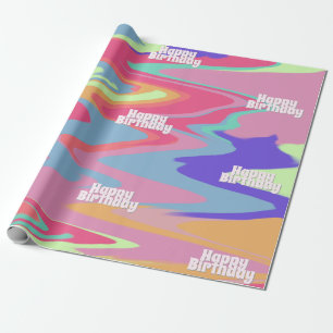 Customizable Groovy Birthday Wrapping Paper