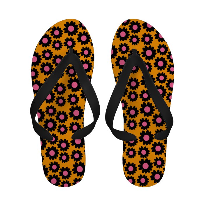 Customizable Groovy Flowers Flip Flops