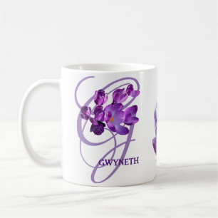 Customizable Gwyneth name purple floral boho Coffee Mug