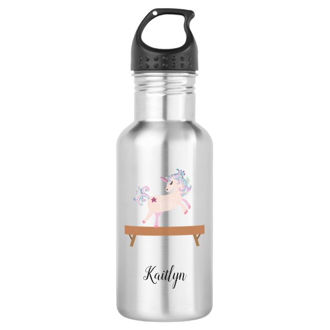 Customizable Gymnastics Unicorn Water Bottle (Front)