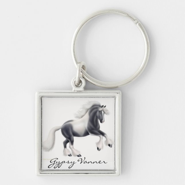 Customizable Gypsy Vanner Cob Horse Keychain (Front)
