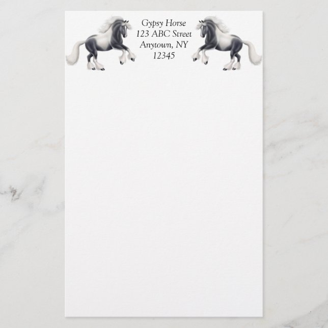 Customizable Gypsy Vanner Horses Stationery (Front)