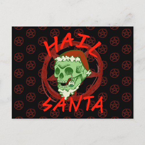 Customizable Hail Santa Zombie Halloween Skull Holiday Postcard