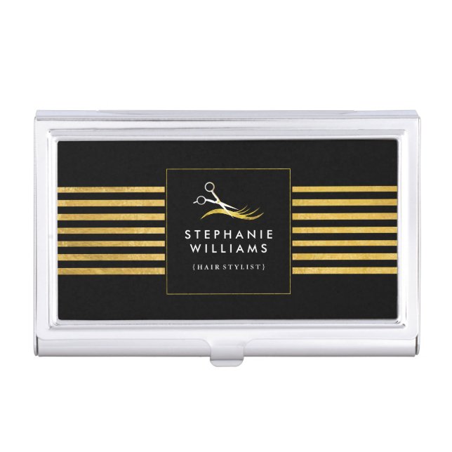 Customizable Hair Stylist Business Card Holder (Front)