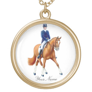 Customizable Half Pass Dressage Horse Necklace