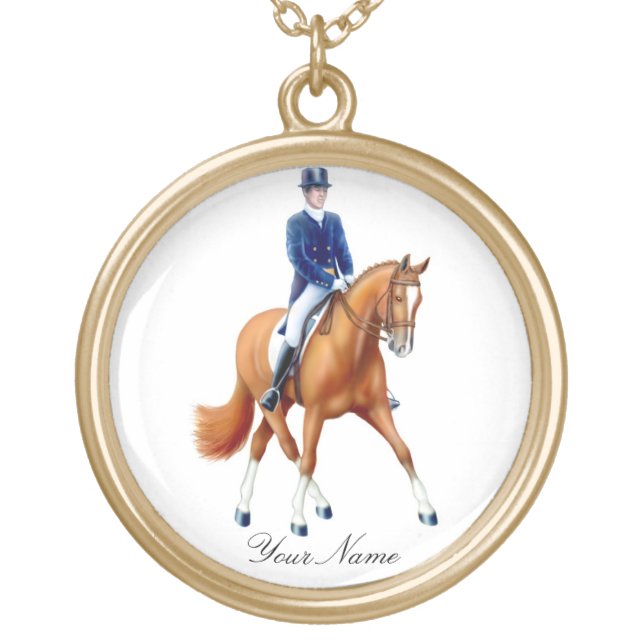 Customizable Half Pass Dressage Horse Necklace (Front)
