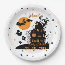 Customizable Halloween Baby Shower Plates