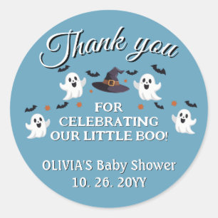 Customizable Halloween Baby Shower Thank You Classic Round Sticker
