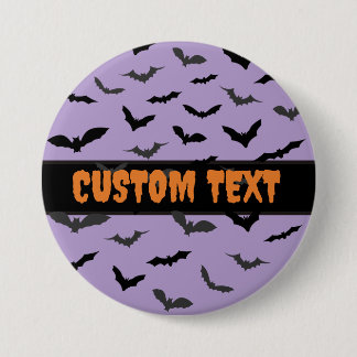 Customizable Halloween Button, Flying Black Bats  Button
