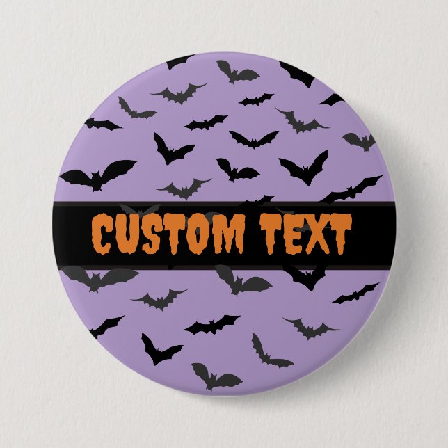 Customizable Halloween Button, Flying Black Bats  Button (Front)