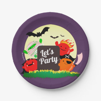 Customizable Halloween - Let's Party Mochis Paper Plates