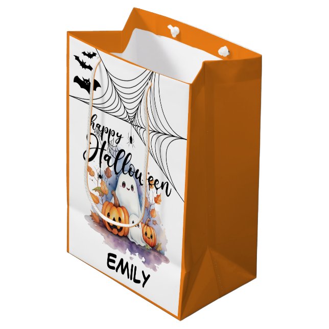 Customizable Halloween Medium Trick or Treat Bag (Front Angled)